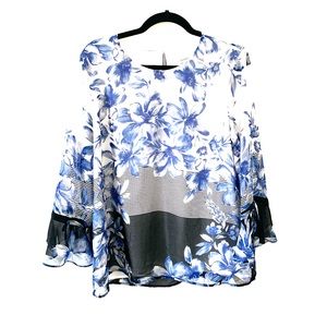 Calvin Klein Blouse Blue Black White